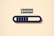 © Alexey Pelikh - A progress bar with the text 'LOADING CONTENT' above it, placed centrally on a plain background to signify a loading screen or a digital process in progress – Generated Image