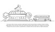 © Bettermind Graphic - Continuous one line design of school building facade and school bus. Minimalist style vector illustration on white background.