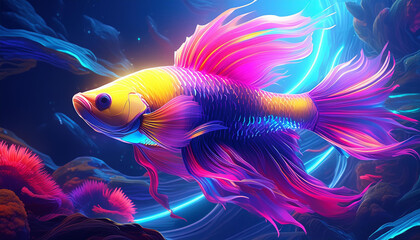 Wall Mural - fish swimming in aquarium