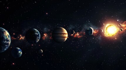 Wall Mural - a series of planets in the solar system are shown in the image