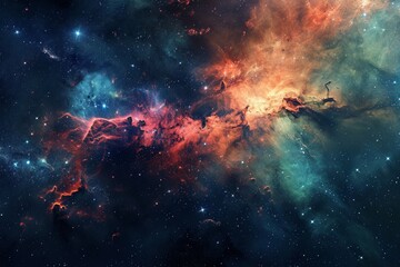 Wall Mural - a stunning depiction of the universe, showcasing galaxies, stars, and planets in a vast cosmic lands