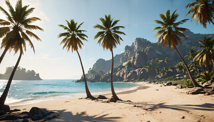 Wall Mural - Plage tropicale ensoleillée