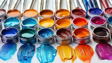 Set Of Watercolor Paints And Brushes For Painting On White, Colorful And Creative, High Quality Background