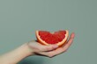 © ArtSpree - Blurred frame. Female hand close-up crushes grapefruit on a black background. Studio isolated background.. Beautiful simple AI generated image in 4K, unique.