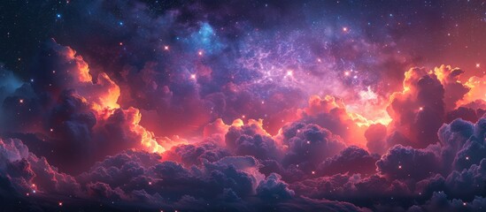 Wall Mural - Cosmic Cloudscape with Glowing Stars