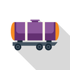 Sticker - Illustration of a large tank for transporting oil products by rail standing on rails in flat style