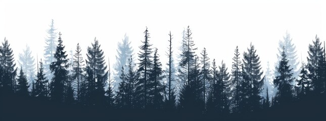 Trees silhouettes. Spruce tree silhouette, modern illustration. Evergreen coniferous forest silhouette.