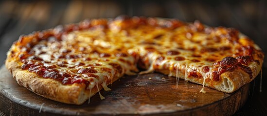 Wall Mural - Close-up of a Delicious Cheese Pizza Slice