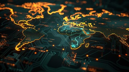 Poster - Global Network Connection on Circuit Board