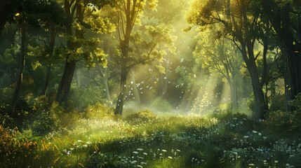 Wall Mural - Dappled sunlight filtering through trees renewal Passover wallpaper