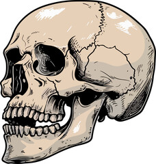 skull illustration isolated on transparent background. 
