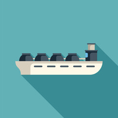 Poster - Gas tanker ship carrying liquefied natural gas sailing on blue background