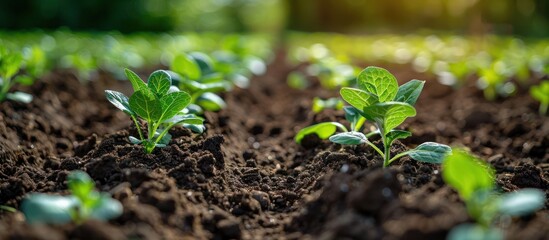 Wall Mural - Young Green Shoots Emerging from Soil