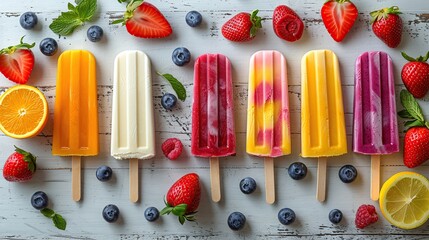 Sticker - Colorful popsicles with fresh fruits