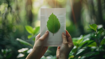 Wall Mural - A person holding a leaf in their hand