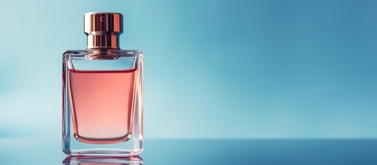 Poster - Perfume Bottle on a Blue Background