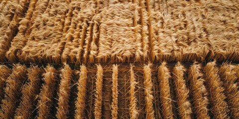 Wall Mural - Aerial View of a Wheat Field During Harvest Time