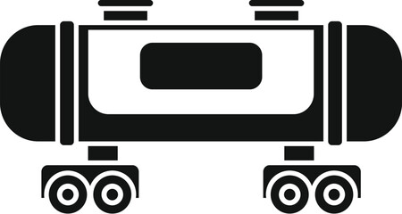 Poster - Black silhouette icon of a big tank truck trailer delivering oil, gas, fuel, and petroleum products