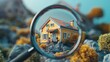 © G.Go - A yellow house is magnified through a magnifying glass