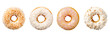 © sweet_mellow - Delicious Donut Set With White Glaze And Toasted Crunchy Coconut Flakes On Isolated Background