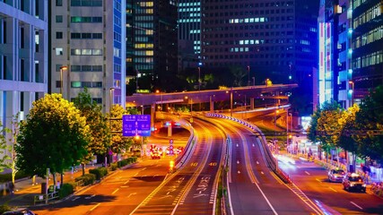 Wall Mural - 大都会　夜の幹線道路　イメージ　タイムラプス