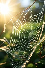 spider web with dew drops