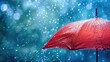 © savittree - Heavy rain hitting an umbrella, with water drops splashing in the background