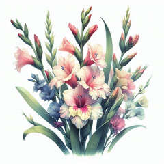 Sticker - Gladiolus watercolor illustration