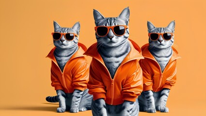 Naklejka na meble Funny cat wearing sunglasses in studio with a colorful and bright background
