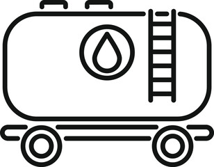 Poster - Line drawing of an oil tanker truck transporting fuel