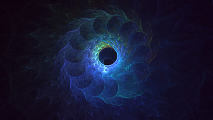 3D rendering abstract multicolored fractal light background with bright center. Its not AI Generatd illustration.