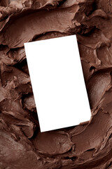 Sticker - Png business card mockup on chocolate frosting texture