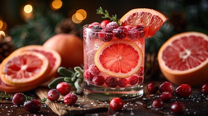 Sticker - Cranberry and Grapefruit Cocktail - Festive Drink