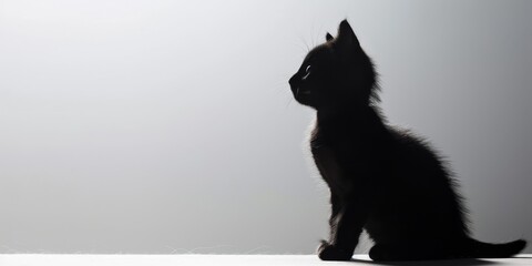 Poster - silhouette of kitten on a white background