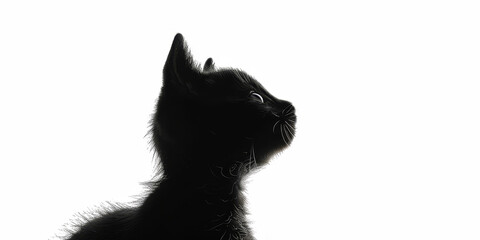 Canvas Print - silhouette of kitten on a white background