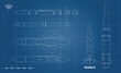 © shaineast - Missile industrial drawing. Ballistic and cruise missile blueprint. Strategic weapon outline art. War technology. Aircraft military bomb. Contour objects