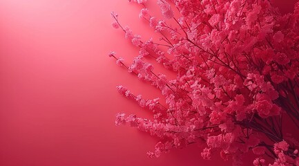 Poster - pink background with pink leaves