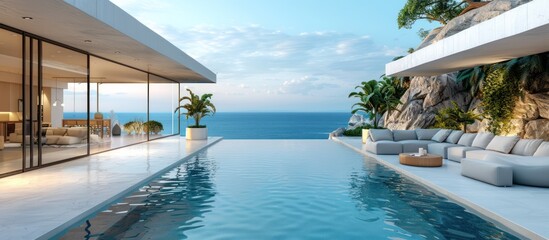 Wall Mural - Modern Cliffside Villa with Infinity Pool and Ocean Views