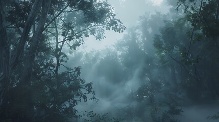 Poster - mysterious foggy forest