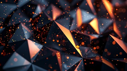 Canvas Print - abstract geometric shapes with a blurred background and glowing light spots.