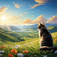 cat in the mountains