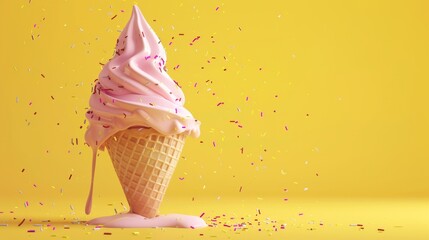 Strawberry ice cream cone