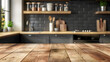© Daniel - Abstract kitchen background with empty wooden tabletop for display or product montage