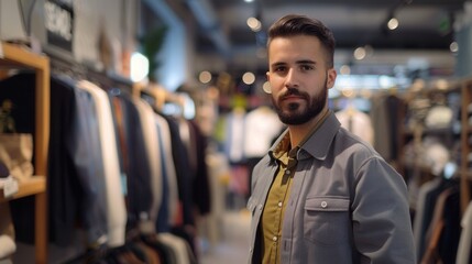 Portrait of a smiling male shopping assistant in store