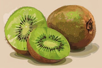 Wall Mural - kiwi and sliced background