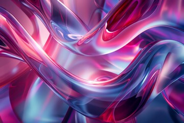 Wall Mural - Vibrant abstract fluid shapes in pink and blue hues intertwine creating a dynamic, energetic visual.