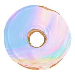 Sticker - Holographic donut png sticker, transparent background