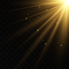 Wall Mural - The image depicts a golden light , including sun rays and a dawn effect. The image also includes a gold flare