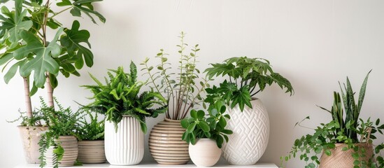 Poster - White wall with tasteful houseplants chic decor and ample copy space image