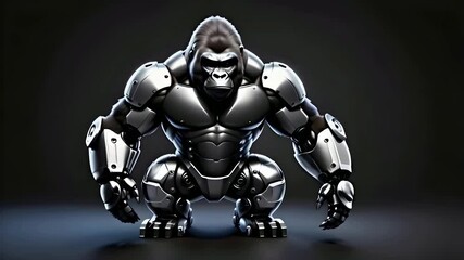 Wall Mural - animal robot gorilla isolated on black background